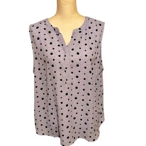 Talbots Blue Polka Dot Sleeveless Top Shirt Blouse XL